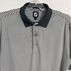 FootJoy Polo Shirt Mens L Green Performance Stripe Golf Stretch